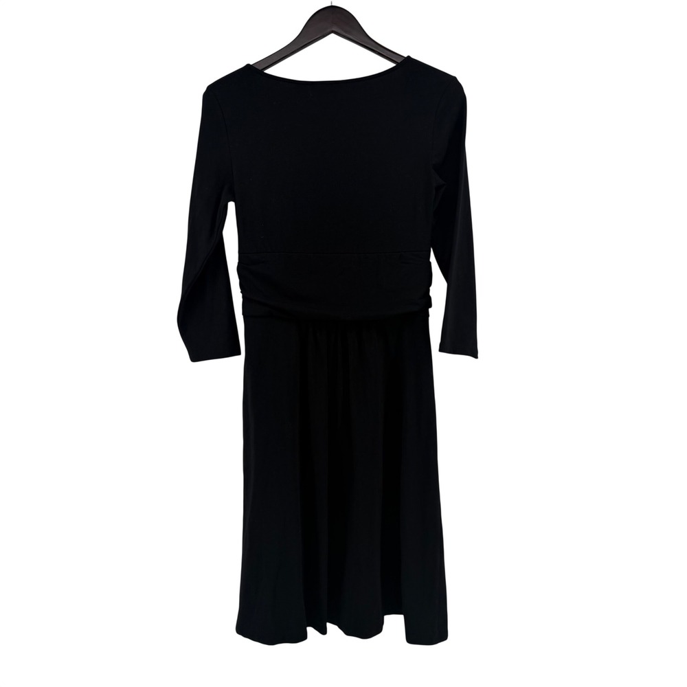 Lands End Womens Black Twist Front Fit Flare Dress 3/4 Sleeve Tencel Modal S 6-8 - Picture 7 of 7